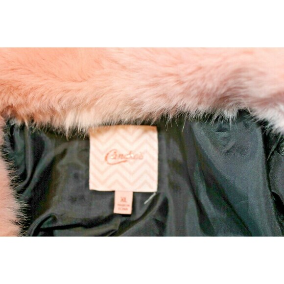 Candies Motorcycle Jacket Black Faux Leather Removable Pink Fur Collar XL - Picture 5 of 7